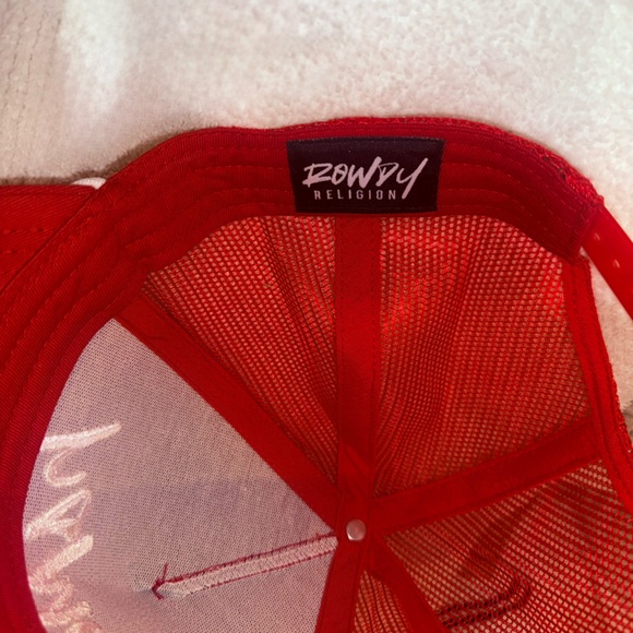 New Rowdy Religion Red Trucker Hat - Picture 2 of 4